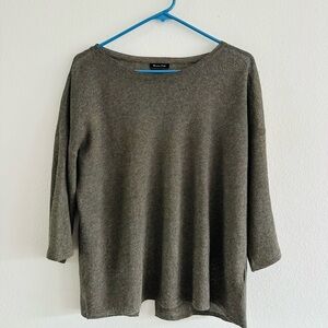 Marimo Dutti Olive GrayGreen Lightweight 3/4SLEEVE Pullover Size M